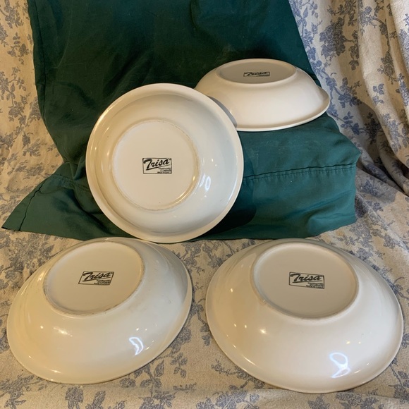 VTG Set of 4 Trisa Handpainted Stoneware 8" Individual Pasta Bowls - Picture 8 of 11